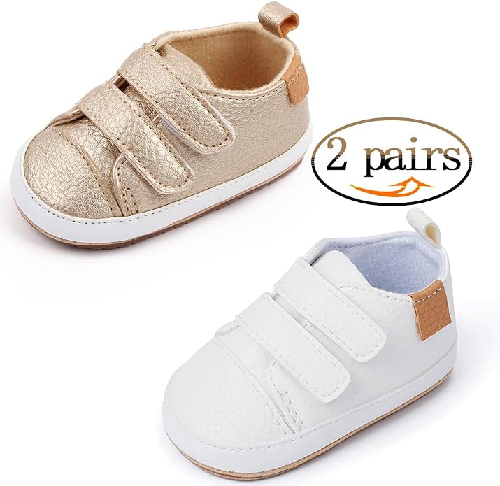 2Pairs Baby Shoes, Boys Girls Non-Slip Rubber Sole Sneakers, Unisex Infant Soft - Image 6