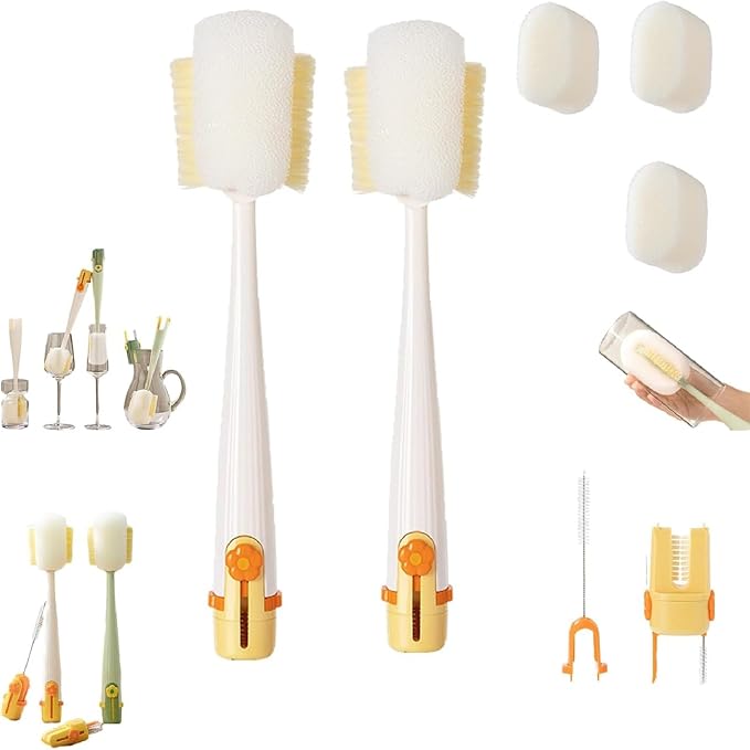 5 in 1 Bottle Cleaning Brush Set, 5‑in‑1 Multifunctional Bottle Cleaning Brush by ZANWANXIN