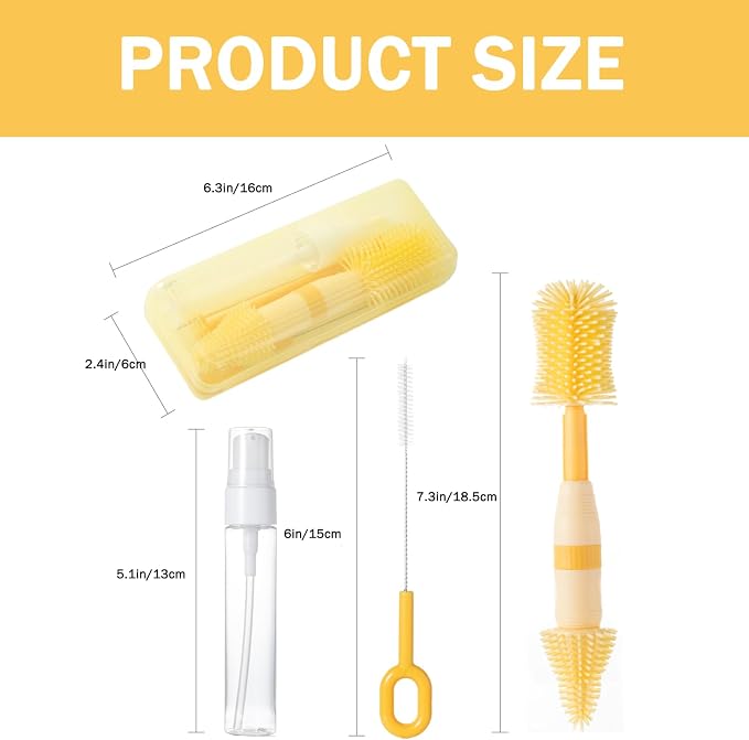 Travel Bottle Brush, 6-in-1 Portable Travel Bottle Cleaner Kit - Image 6