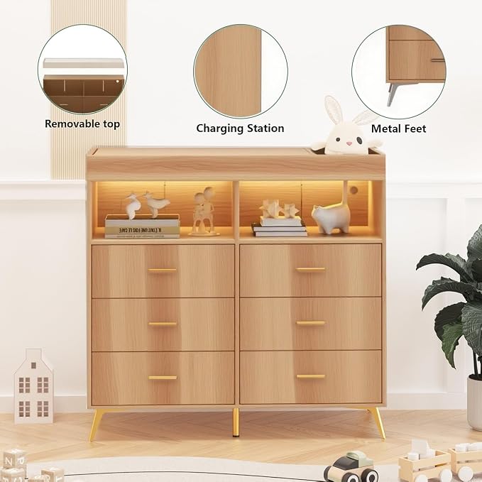 Changing Table Dresser with Drawers, Baby Dresser with Changing Table Top - Image 7