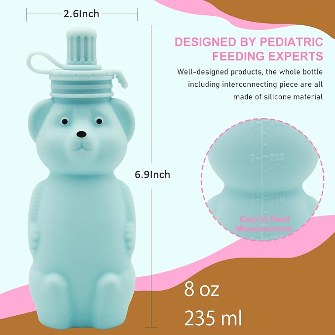 Honey Bear Silicone Straw Cup, Babies Water Drinking Cup, 8-Ounce Therapy Sippy - Image 6