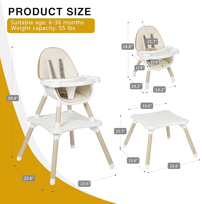 Gofirst 6 in 1 Baby High Chair, Convertible High Chairs - Image 6