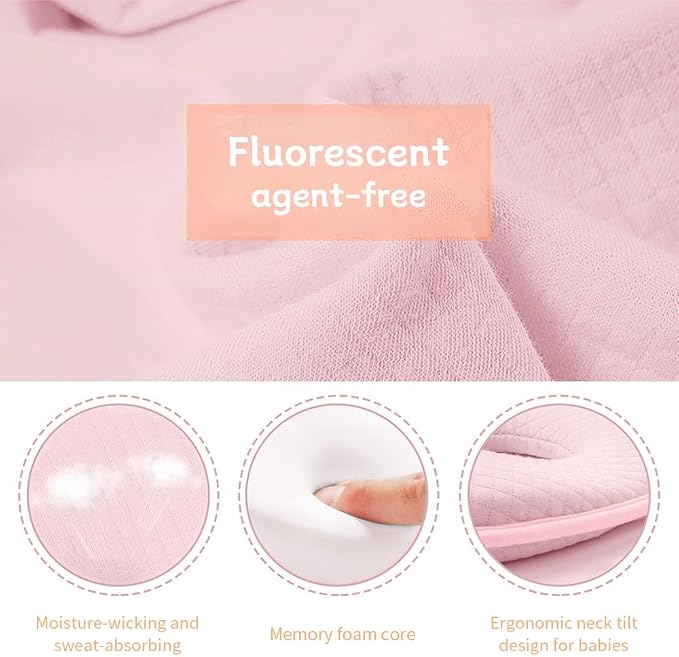 Memory Foam Baby Pillow for Newborn Flat Head Baby Pillow Machine-Washable Neck - Image 5
