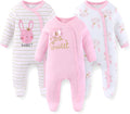 Unisex Baby Boy Girl Footies Rompers Cotton Long Sleeve 3 Pack Infant Jumpsuits by JELYLOVE