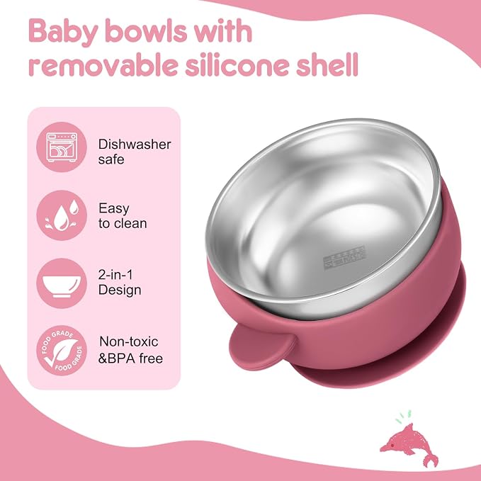 2 Pack Stainless Steel Baby Bowls - Image 5