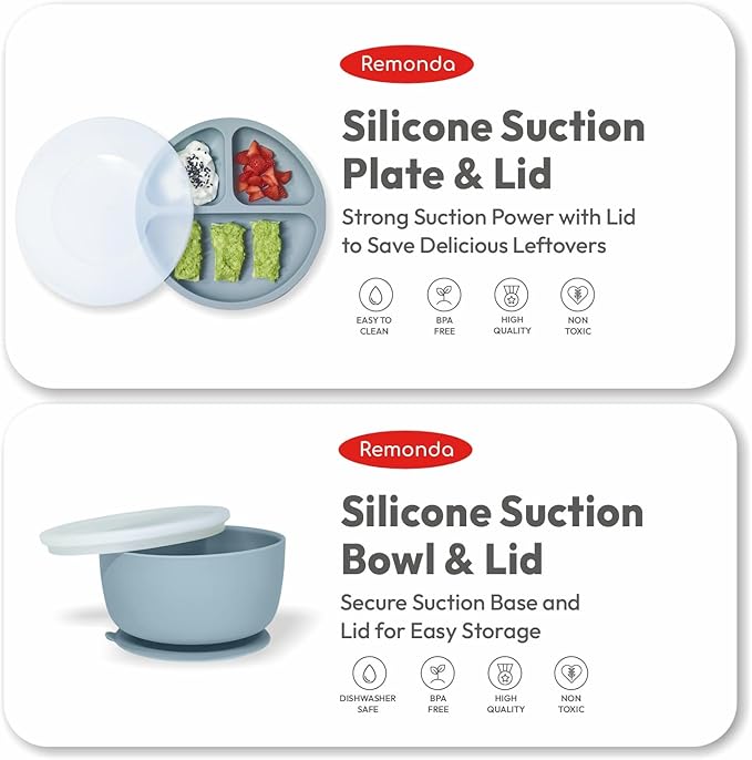Remonda 23-Piece BPA-Free Silicone Baby Feeding Set | Extra Large Suction Plates - Image 4