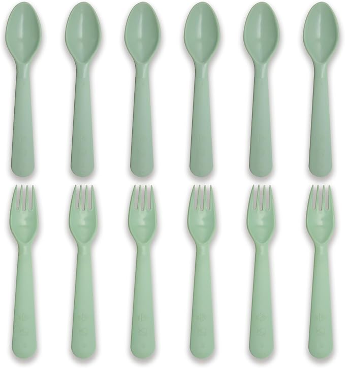 12 Pcs Kids Spoons and Forks Toddler Utensils Plastics Reusable Silverware Baby by Muulaii