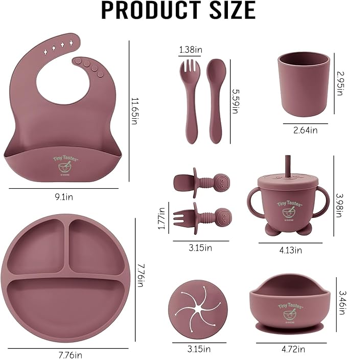10-Piece Silicone Baby Feeding Set – BPA-Free, Spill-Proof Suction Plate - Image 2