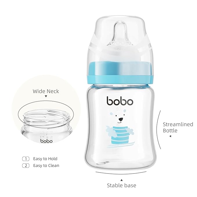 YOHKOH Glass Baby Bottles with Slow Flow Nipple, Newborn Anti-Colic Baby Bottles - Image 5