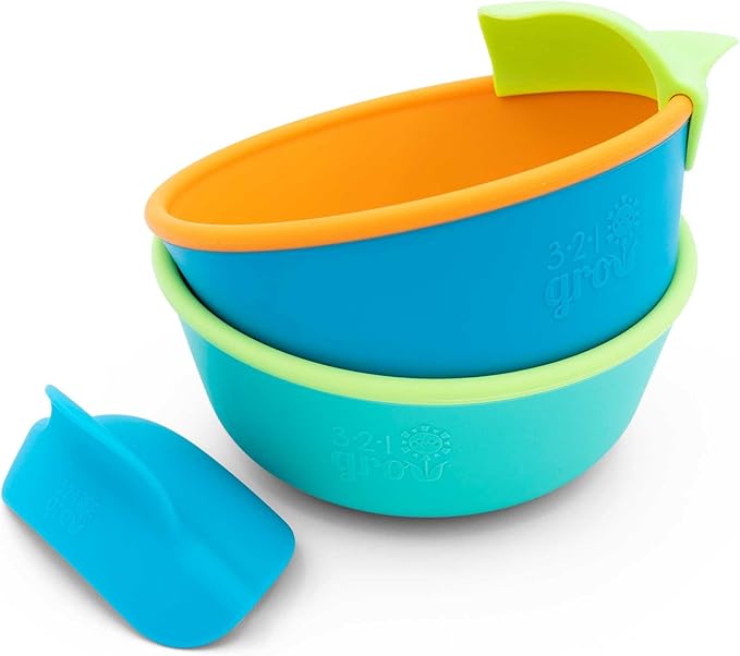 Silicone Easy Scoop & Hold Bowl Set – Adaptive Baby & Toddler Feeding Bowls by 321Grow