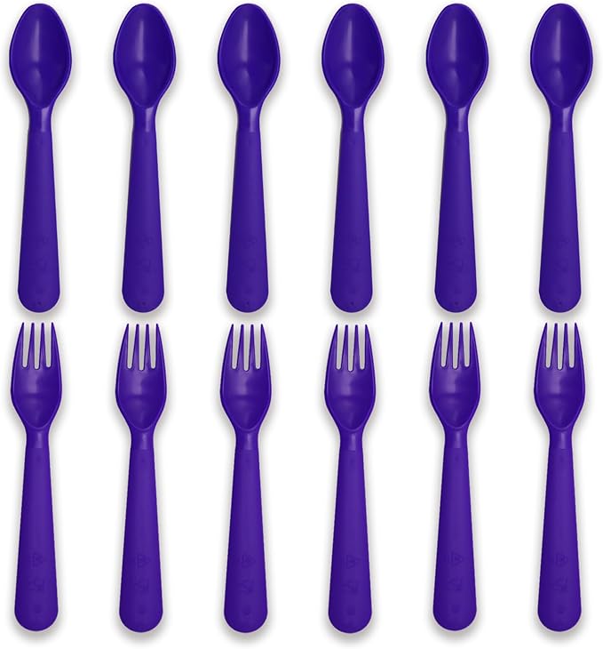 12 Pcs Kids Spoons and Forks Toddler Utensils Plastics Reusable Silverware Baby by Muulaii