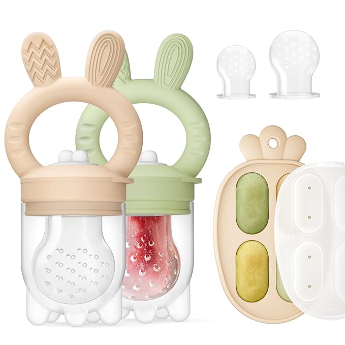 2 Packs Baby Fruit Feeder & Freezer Nibble Tray Combo, Push Pop Baby Food by ChooKaChoo