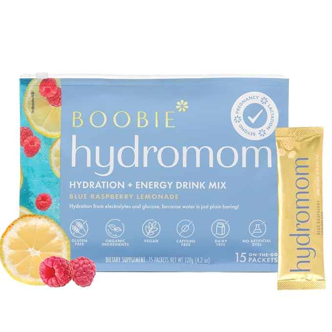 Boobie Hydromom Superfood Electrolyte Drink Mix, & Beyond, 15 Packets by Boobie