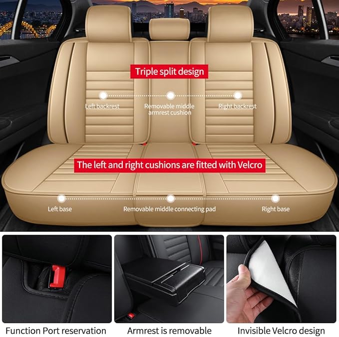 Leather Car Seat Covers for Toyota Corolla 2006-2024, Car Seat Covers Full Set - Image 4