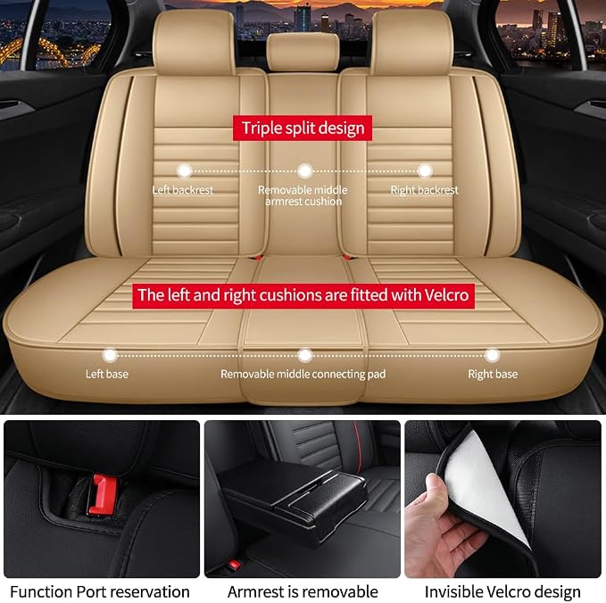 Leather Car Seat Covers for Toyota Corolla 2006-2024, Car Seat Covers Full Set - Image 4