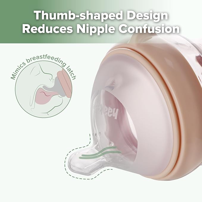 haakaa Gen.3 Natural Glass Baby Bottle Wide Neck Anti-Colic Variable Flow Nipple - Image 3