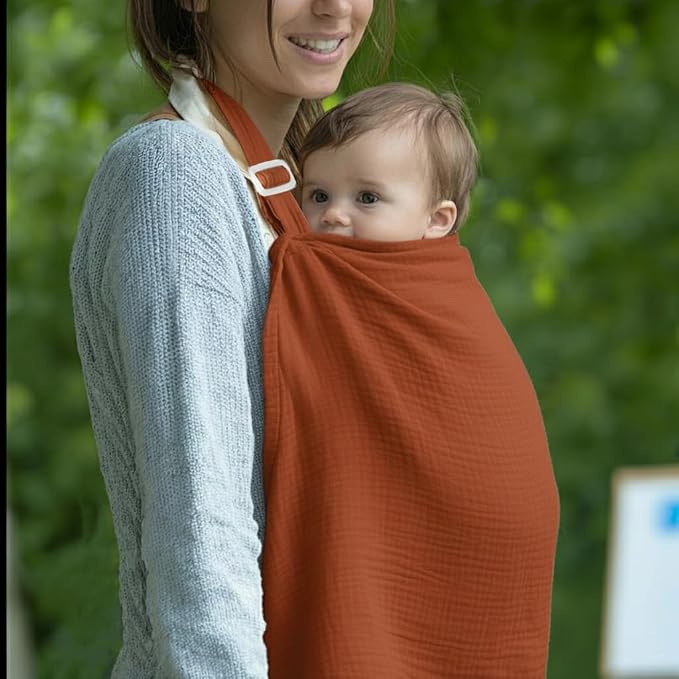 Muslin Nursing Covers for Breastfeeding, Arch Neckline Breast Feeding Covers - Image 8