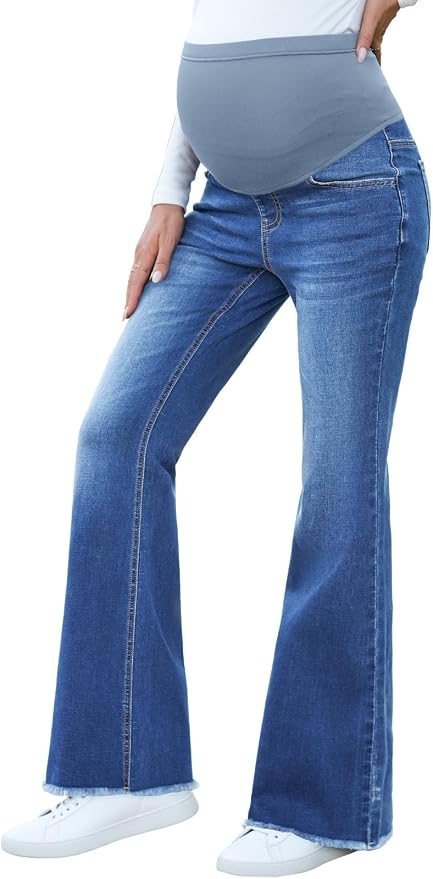 BLENCOT Maternity Jeans for Women Over Belly Pregnancy Pants Comfy Pregnant by BLENCOT