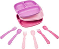 Re-Play 3x3 Divided Toddler Plates and Utensils Set by Re-Play