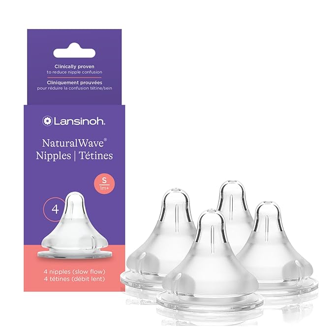 Lansinoh NaturalWave Baby Bottle Nipples, Slow Flow, Size S, 1+ Month, Durable by Lansinoh