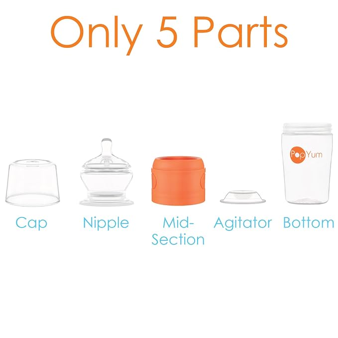 PopYum 9 oz Orange Anti-Colic Formula Making/Mixing/Dispenser Baby Bottles - Image 6