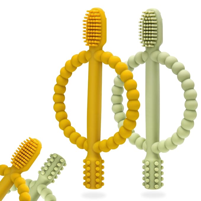 Baby Teething Toys with Easy-Hold Handle, Silicone Infant Toothbrush, Textured by MISSLILI