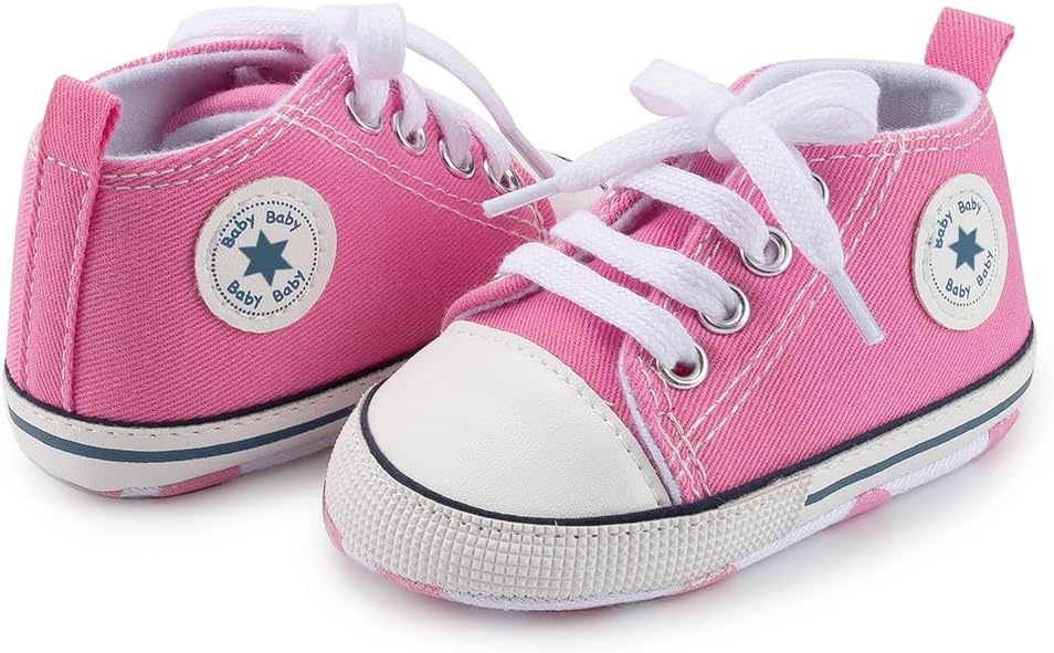 Meckior Baby Girls Boys Canvas Sneakers Soft Sole High-Top Ankle Infant First - Image 8