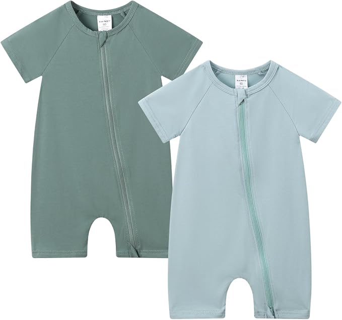 JunNeng 2 Pack Footless Long/Short Sleeve Baby Romper by JunNeng