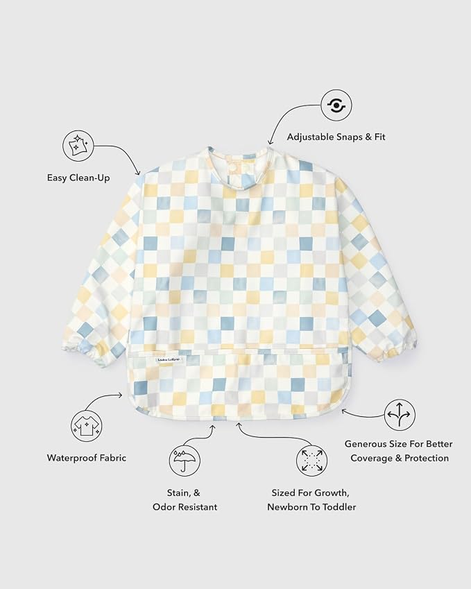 Loulou Lollipop Long Sleeve Mess Free Waterproof Bibs, - Image 2
