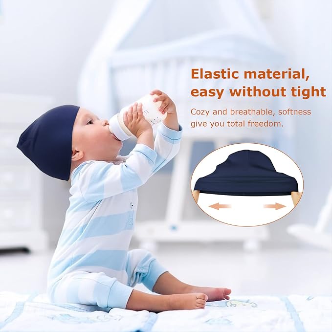 DRESHOW BQUBO 8 Pack Unisex Baby Beanie Hat Infant Toddler Kid Hats Baby Soft - Image 3