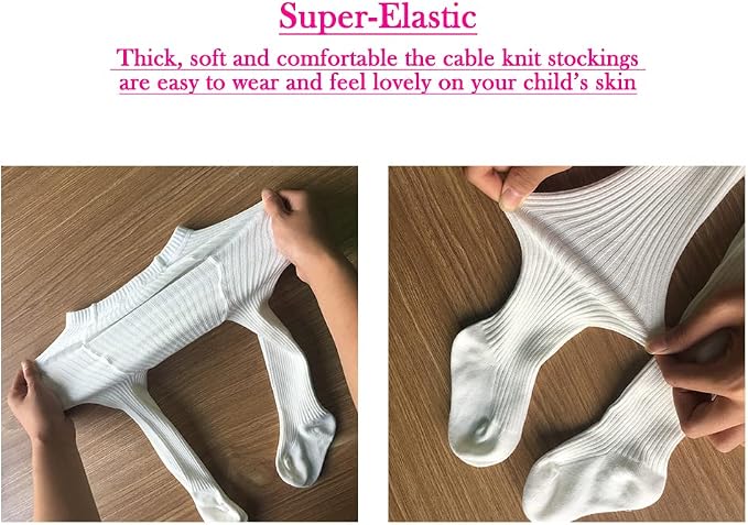 CECORC Baby Girls Tights Toddler Cable Knit Leggings Thick Cotton Infant - Image 3