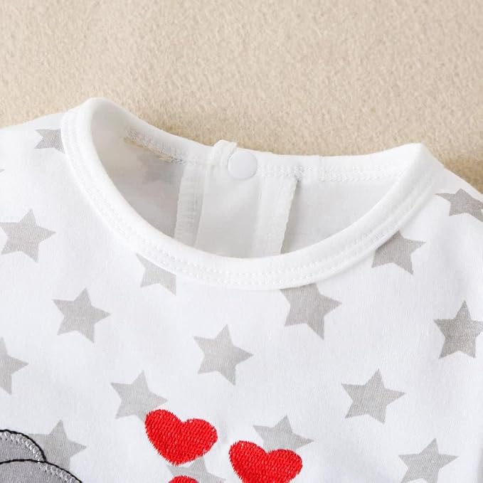 Cute Giraffe + Zebra With Floral Print Long Sleeve Baby Girl Clothes White - Image 5