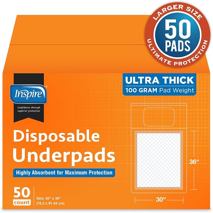Inspire XL 30 x 36 Ultra 100 Grams Super Absorbent Bed Pads - Image 9