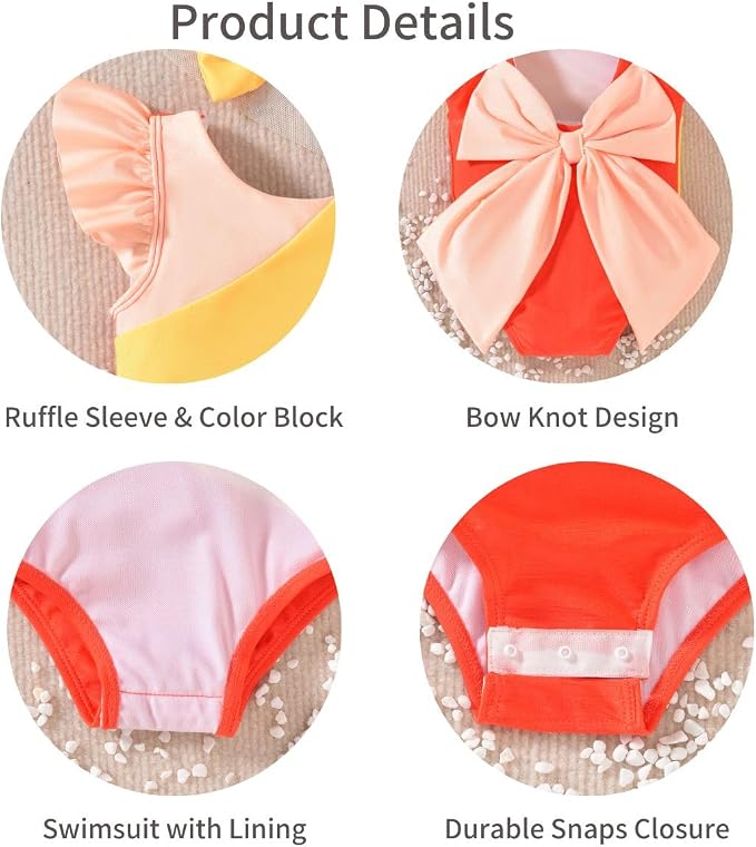 Toddler Girl Baby Ruffles Mermaid Fish Scale Swimsuit One Piece Swimwear - Image 4