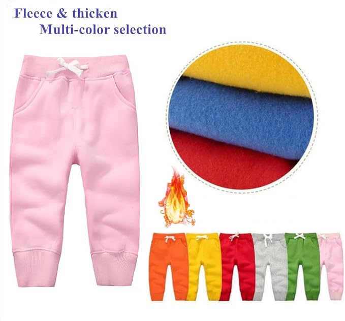 CuteOn Unisex Toddler Jogger Pants Kids Cotton Elastic Waist Winter Baby - Image 3