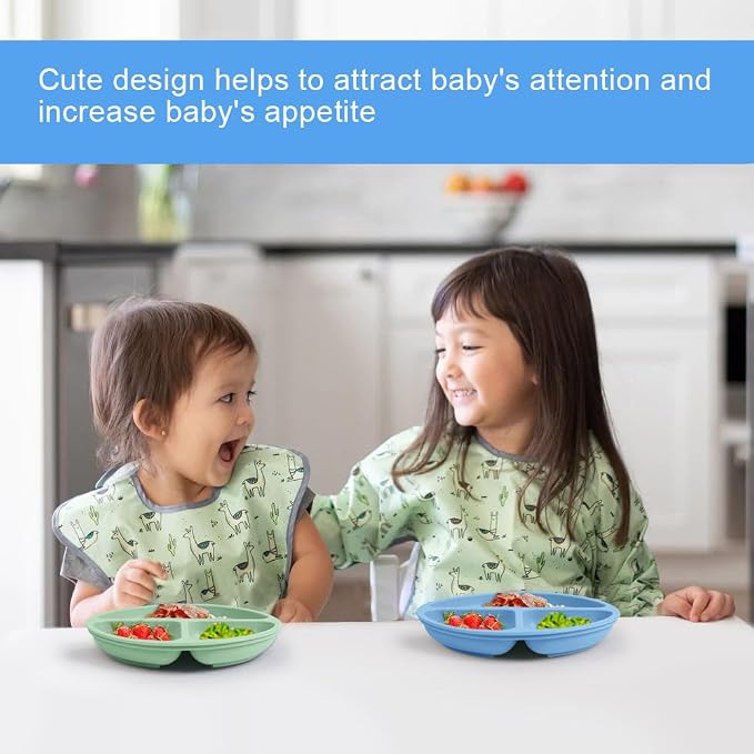 Vicloon Suction Plates, 100% Food Grade Silicone BPA Free Baby Plates, Divided - Image 7