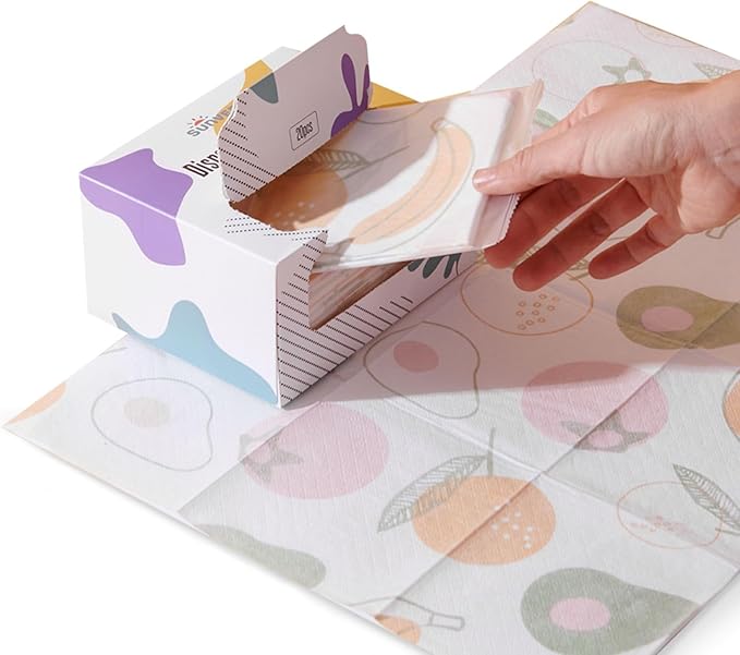 SUNVENO Disposable Baby Placemats – 20 Individually Wrapped Table Mats by SUNVENO