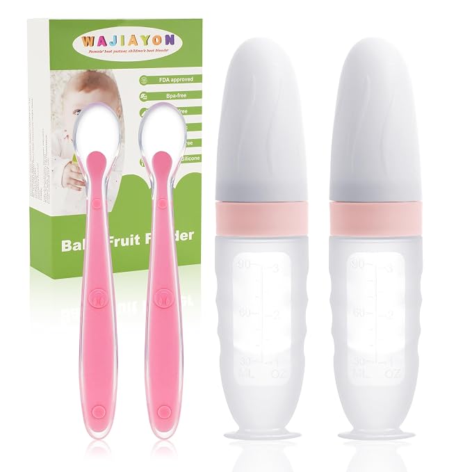 WAJIAYON Baby Food Feeder 4 Pack Silicone Baby Food Dispensing Spoon-3 oz by WAJIAYON