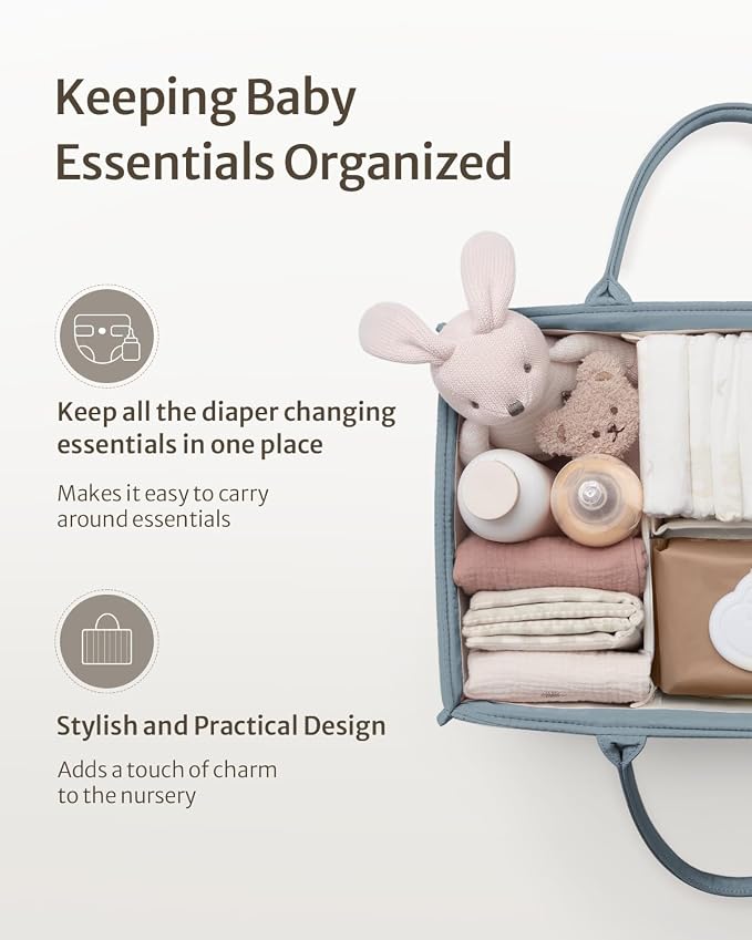 Blissful Diary Baby Diaper Caddy Organizer, Stylish Storage Basket - Image 2