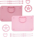 2 Pack Baby Silicone Mat with Suction Base and 4 Stretchable Straps, 6 Strong by Unknown