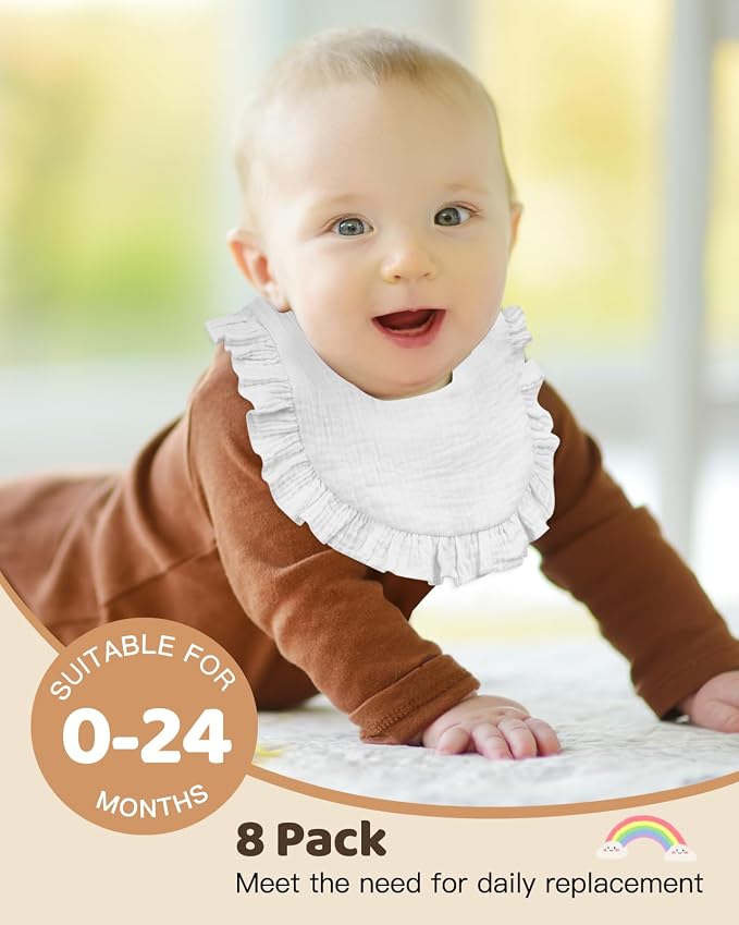 Lictin 8-Pack Muslin Baby Bibs - Image 3