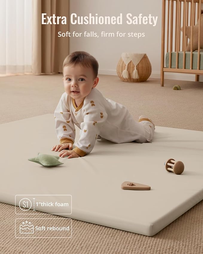 Blissful Diary Vegan Leather Baby Play Mat, 50x50 Thick Foam Cushioned & - Image 5