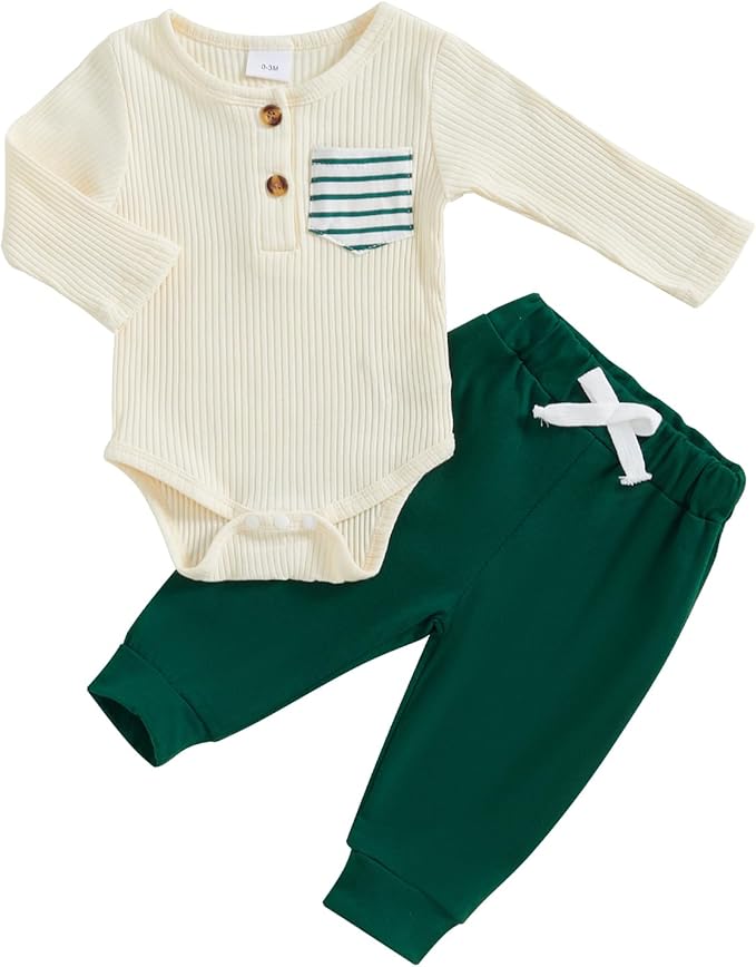 fhutpw Baby Boy Clothes 3 6 12 18 Months Ribbed Knitted Long Sleeve Romper and by fhutpw
