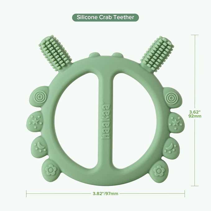 Haakaa Silicone Crab Baby Teether, Teething Toys, 360° Baby Toothbrush Head - Image 8