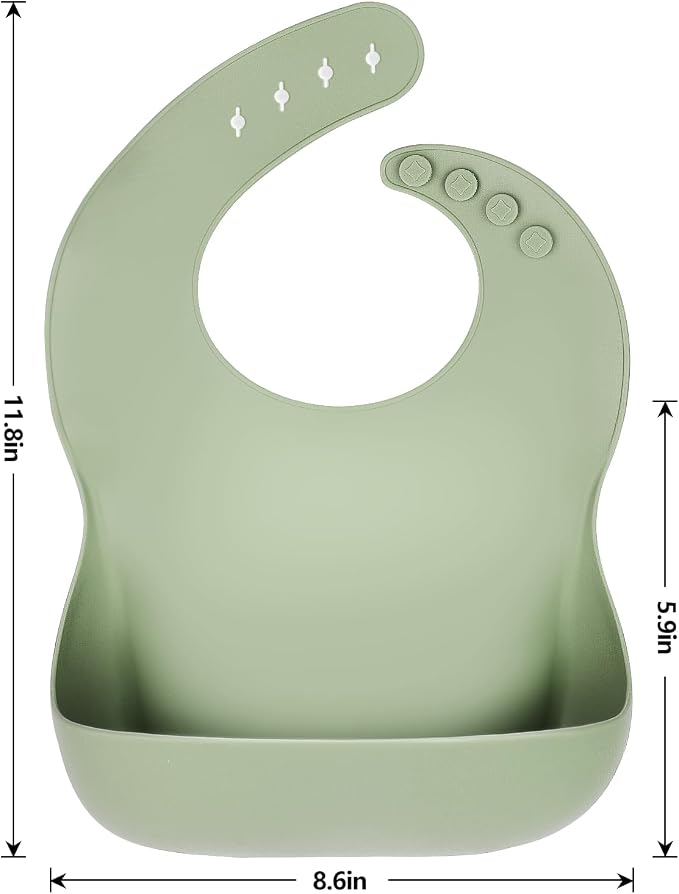 Silicone Bibs for Babies Toddler Set of 3, BPA Free, Soft Adjustable Waterproof - Image 2