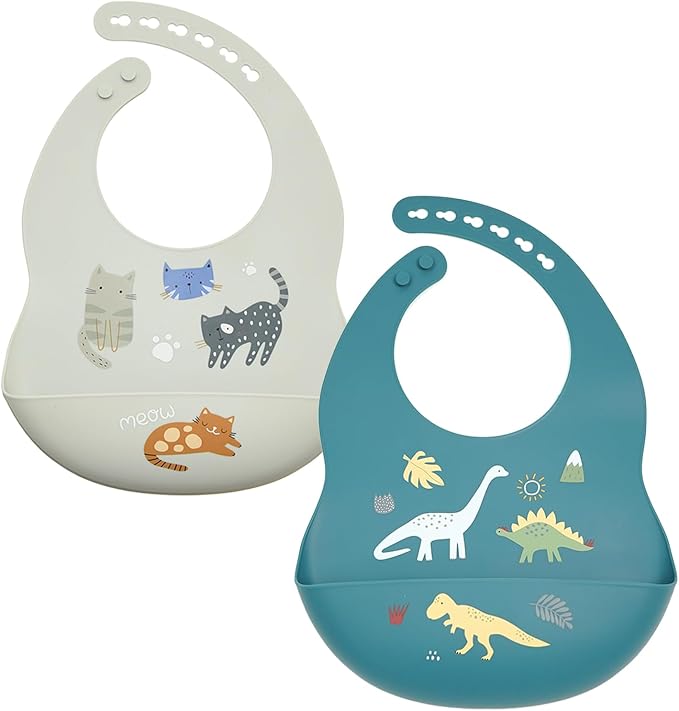 Baby Silicone Bibs 2 Sets Baby Bibs by LITTLERAWR
