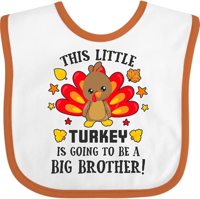 inktastic This Little Turkey Is Going To Be a Big Brother Baby Bib by Inktastic