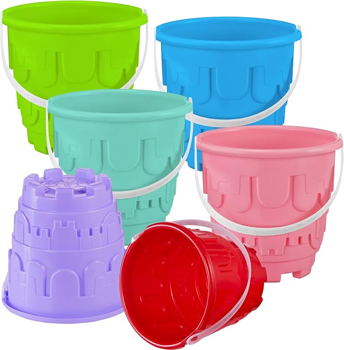 Chivao 6 Pack 7 Inch Beach Sand Buckets and Shovels Sets Castle Model Sand - Image 4