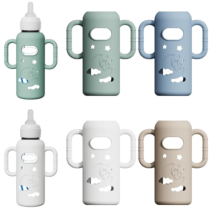 4 Pack Silicone Sleeves for Dr. Brown's Glass Bottles by AYHIT