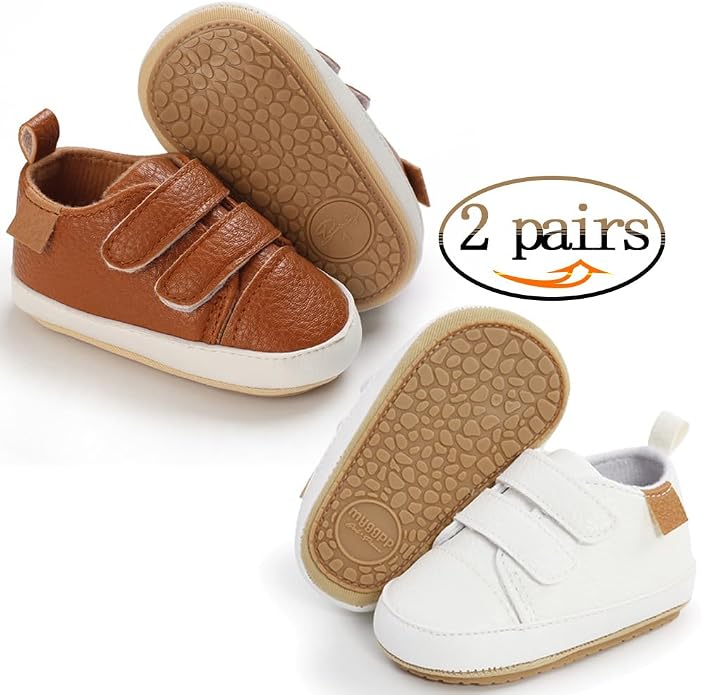 2Pairs Baby Shoes, Boys Girls Non-Slip Rubber Sole Sneakers, Unisex Infant Soft - Image 3